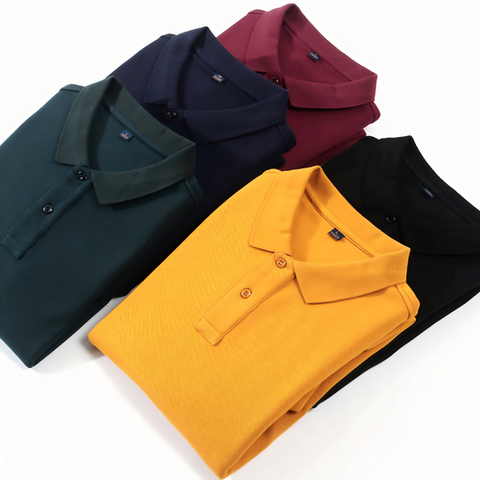 500GSM Ultra-Soft Fleece Polo Shirt | Full Cotton Crewneck, Thermal Lining & Color Options - 613#