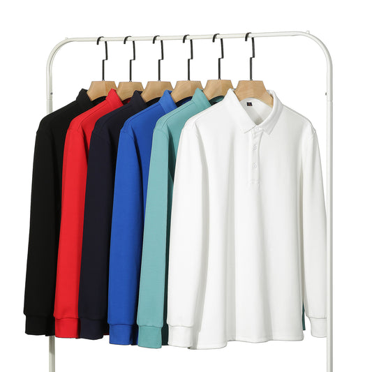 360GSM Pique Cotton Long Sleeve Polo | Unisex Thermal Lined Collared Shirt with 6 Colors - DGCY652#