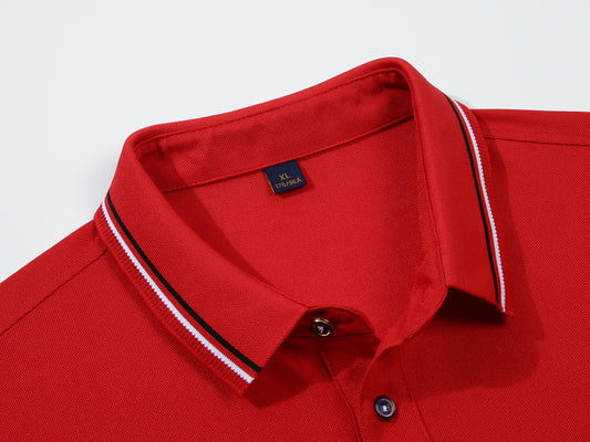 Premium Stripe-collar Polo Shirt | 9 Color Options, Quick-dry Polyester & 3D Tailored Fit - DGCY6028#